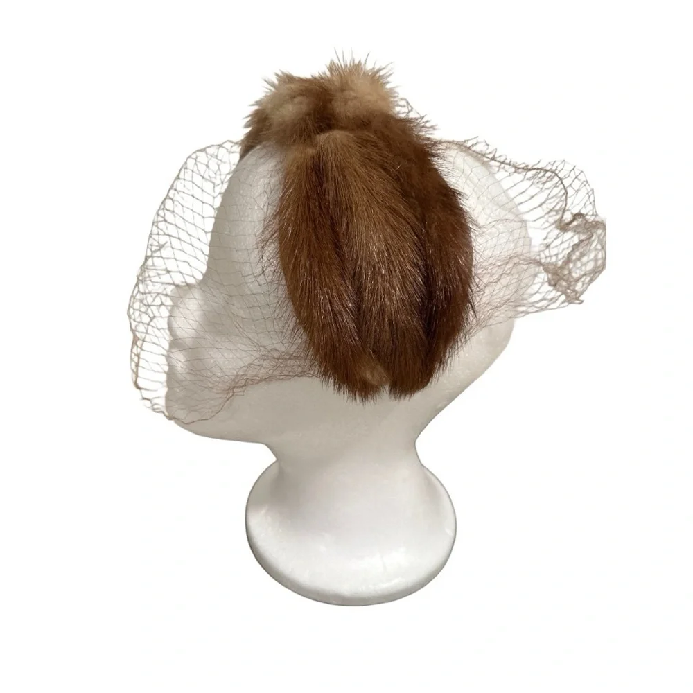 Bundle (2) Vintage Fascinator Pillbox Whimsy Hats 40-60s Pheasant Feather & Mink - Picture 5 of 17